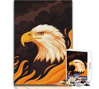 Puzzle da 1000 pezzi per adolescenti, ritratto vettoriale di un'aquila feroce con sfondo infuocato, divertimento per il tempo libero, gioco di precisione senza cuciture, dimensioni 50x75cm