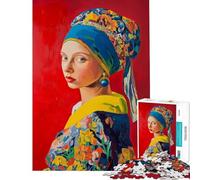 Puzzle da 1000 pezzi per adolescenti ritratto vivace con foulard floreale Puzzle per adolescenti che migliora la memoria aiuta ad allenare il cervello gioco educativo per tutta la famiglia 38x52cm