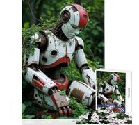 Puzzle da 1000 pezzi per adolescenti Robot arrugginito nella foresta Decorazione per la casa Giocattoli Ottimi regali e giocattoli per gioco educativo Interessante riduzione dello stress 38x26cm