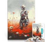 Puzzle da 1000 pezzi per adolescenti Robot in un campo di fiori 02 Gioco a quiz Ogni pezzo è unico - Gioco divertente e stimolante per tutta la famiglia 75x50cm
