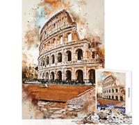 Puzzle da 1000 pezzi per adolescenti Roma ad acquerello gioco educativo migliora la memoria giocattolo educativo rilassante e stimolante per l'intelletto (38x26cm)