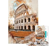 Puzzle da 1000 pezzi per adolescenti Roma ad acquerello puzzle per adulti gioco rilassante decorazione perfetta compleanno e Natale (dimensioni 38x52cm)