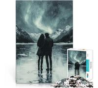 Puzzle da 1000 pezzi per adolescenti Romantica aurora boreale - Arte a carboncino Giocattoli antistress offerte come regali per tutta la famiglia 52x38cm