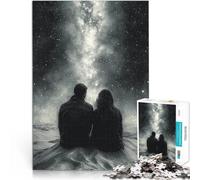 Puzzle da 1000 pezzi per adolescenti Romantica osservazione delle stelle sotto la Via Lattea - Arte a carboncino Divertimento in famiglia Opera d'arte 75x50cm