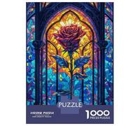 Puzzle Da 1000 Pezzi Per Adolescenti Rose Stained Glass Puzzle Per Adulti Gioco Pratico Assemblaggio Di Modelli Regali Unici Per Compleanni E Occasioni Speciali 38x26cm/1000pcs