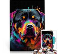 Puzzle da 1000 pezzi per adolescenti Rottweiler colorato per il giocattolo di sfida del gioco educativo Migliorare l'amore tra le coppie 50x70cm