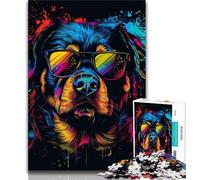 Puzzle da 1000 pezzi per adolescenti Rottweiler DJ Neon, puzzle da 1000 pezzi per adolescenti, gioco per famiglie, regali di compleanno. Sfida di alta difficoltà, 50x75cm.