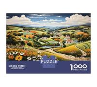 Puzzle Da 1000 Pezzi Per Adolescenti Rural Serenity Countryside Landscape with Fields of Flowers Puzzle Per Adulti Giochi Per Famiglie Regali Per Donne Aiuta L'esercizio Del Cervello 38x26cm/1000pcs