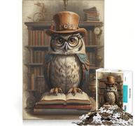 Puzzle da 1000 pezzi per adolescenti, saggio come un gufo steampunk, gioco impossibile, divertente attività da fare in casa, compleanno e Natale 38x52cm