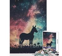 Puzzle da 1000 pezzi per adolescenti sagoma di asino sotto le stelle giocattoli per la decorazione della casa regali di Babbo Natale segreto gioco rompicapo collezione di artisti belle arti 50x75cm