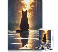 Puzzle da 1000 pezzi per adolescenti, sagoma di gatto nella foresta, bellissimo gioco di design, difficile, duro, opera d'arte, regalo, dimensioni 38x52cm