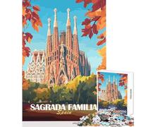 Puzzle da 1000 pezzi per adolescenti Sagrada Familia Barcellona Decorazione per la casa Giocattoli Opere d'arte Regalo Giochi divertenti Lista dei desideri con Babbo Natale (Dimensioni 50x75cm)