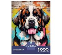 Puzzle Da 1000 Pezzi Per Adolescenti Saint Bernard Dog Graffiti Puzzle Per Adulti Giocattolo Decorazione Da Parete Corsa Di Velocità Manuale Sfida Da Completare 52x38cm/1000pcs