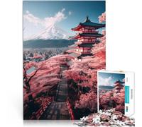 Puzzle da 1000 pezzi per adolescenti sakura e tempio giapponesi Giocattoli per l'intrattenimento in famiglia Compleanno e regali unici 52x38cm