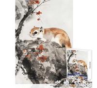 Puzzle da 1000 pezzi per adolescenti Sakura Squirrel Serenity Decorazione per la casa Giocattoli Idee regalo Gioco rompicapo con poster abbinato e foglio di quiz Dimensioni 50x75cm