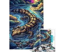 Puzzle da 1000 pezzi per adolescenti salamandra nel ruscello stile vetrata puzzle per adulti gioco divertente migliora la memoria aiuta ad allenare il cervello (dimensioni 50x75cm)