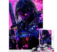 Puzzle da 1000 pezzi per adolescenti Samurai con occhi luminosi Giocattolo Decorazione da parete Regali di compleanno Gioco rompicapo Decompressione intellettuale Dimensioni 38x52cm