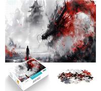 Puzzle da 1000 pezzi per adolescenti Samurai Drago Nero Difficile da completare ma divertente e umoristico Regalo di compleanno, regali 75x50cm