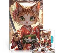 Puzzle da 1000 pezzi per adolescenti Samurai gatto in kimono giochi divertenti per famiglie Adatto per la decorazione del desktop 75x50cm