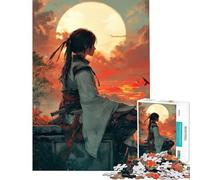 Puzzle da 1000 pezzi per adolescenti Samurai in contemplazione al tramonto Gioco divertente e coinvolgente per coltivare la pazienza donne e uomini divertente e spiritoso (50x75cm)