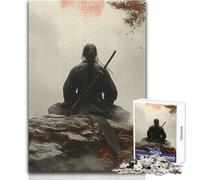 Puzzle da 1000 pezzi per adolescenti, Samurai in meditazione su una vetta rocciosa, giochi educativi, giocattoli antistress con taglio di precisione, dimensioni 38x52cm