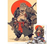 Puzzle da 1000 pezzi per adolescenti Samurai Ippopotamo Decorazione per la casa Giocattoli Idee regalo Gioco rompicapo con poster abbinato e foglio di quiz Dimensioni 50x75cm