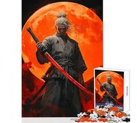 Puzzle da 1000 pezzi per adolescenti Samurai sotto la luna di sangue Giocattolo Decorazione da parete Regalo per compleanni Gioco per famiglie Allena il tuo cervello e le tue mani Dimensioni 38x26cm