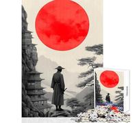 Puzzle da 1000 pezzi per adolescenti Samurai sotto la luna rossa Paesaggio Giocattolo giapponese Decorazione da parete Regalo di compleanno Giochi rilassanti Migliorare l'amore tra coppie 38x52cm