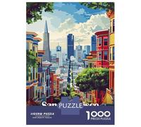 Puzzle Da 1000 Pezzi Per Adolescenti San Francisco Cityscape Illustration Puzzle Per Adulti Gioco Pratico Regali Per Donne Interazione Genitore-figlio 52x38cm/1000pcs