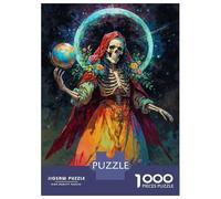 Puzzle Da 1000 Pezzi Per Adolescenti Santa Muerte with Globe And Flowers Puzzle Per Adolescenti Gioco Per Famiglie Migliora La Memoria Regali Unici Per Compleanno E Natale 52x38cm/1000pcs
