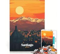Puzzle da 1000 pezzi per adolescenti Santiago del Cile tramonto gioco rilassante antistress intellettuale compleanno 38x26cm