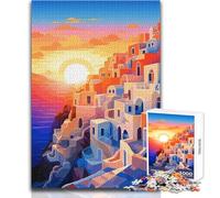 Puzzle da 1000 pezzi per adolescenti Santorini Sunset Travel Family Fun & Game Night Analisi e logica Regalo di compleanno Dimensioni 50x75cm