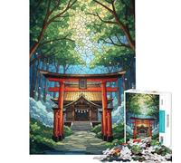 Puzzle da 1000 pezzi per adolescenti santuario giapponese nella foresta vetrata artistica giocattolo antistress per adulti ideale per passare il tempo durante le vacanze compleanno
