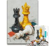Puzzle da 1000 pezzi per adolescenti scacchi dipinti a olio puzzle da 1000 pezzi per adulti regali presente e regalo per amanti o amici (50x75cm)