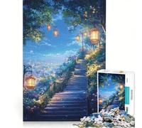 Puzzle da 1000 pezzi per adolescenti: Scala notturna verso le luci della città gioco divertente allena la mente e la mano migliora l'amore tra le coppie 50x75cm
