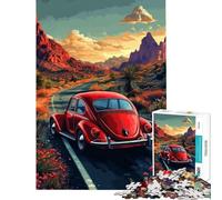 Puzzle da 1000 pezzi per adolescenti "Scarabeo rosso sulla strada nel deserto" puzzle per adulti rompicapo divertente e stimolante (dimensioni 38x26cm)