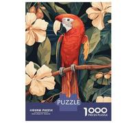 Puzzle Da 1000 Pezzi Per Adolescenti Scarlet Macaw in Tropical Floral Setting Puzzle Per Adulti Gioco Pratico Regali Per Donne Interazione Genitore-figlio 52x38cm/1000pcs