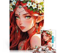Puzzle da 1000 pezzi per adolescenti Scarlett - Elfa dei boschi dai capelli rossi Sfida difficile con poster abbinato e foglio di quiz 38x26cm