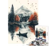 Puzzle da 1000 pezzi per adolescenti Scena di lago sereno con montagna e barca Giocattolo educativo Ottimi regali e giocattoli Giochi divertenti Allena il tuo cervello e le tue mani Dimensioni 50x75cm