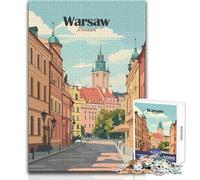 Puzzle da 1000 pezzi per adolescenti, scena di strada di Varsavia, gioco intellettuale, divertente e umoristico, opera d'arte, dimensioni: 50x75cm
