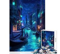 Puzzle da 1000 pezzi per adolescenti scena notturna al neon del canale di Venezia Italia decorazioni per la casa giocattoli idee regalo per giochi educativi allena il tuo cervello e le tue mani