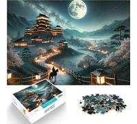 Puzzle da 1000 pezzi per adolescenti Scena notturna del castello giapponese Giochi divertenti Migliorare l'amore tra le coppie 75x50cm