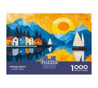 Puzzle Da 1000 Pezzi Per Adolescenti Scenic Lake Sunset Painting Puzzle Per Adolescenti Giochi Per Famiglie Sfida Difficile Regali Di Compleanno E Unici 38x26cm/1000pcs