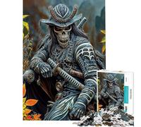 Puzzle da 1000 pezzi per adolescenti scheletro guerriero samurai puzzle per adulti giochi rilassanti regali per donne regali unici per compleanno e Natale (dimensioni 38x26cm)