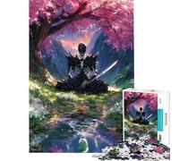 Puzzle da 1000 pezzi per adolescenti scheletro samurai in meditazione sotto un ciliegio Puzzle antistress gioco di analisi e logica stimolante da completare (dimensioni 38x52cm)