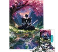 Puzzle da 1000 pezzi per adolescenti scheletro samurai in meditazione sotto un ciliegio puzzle per adulti decorazione da parete migliora la memoria regalo per amici e familiari (dimensioni 50x75cm)