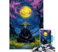 Puzzle da 1000 pezzi per adolescenti scheletro samurai sotto i ciliegi in fiore puzzle antistress per adulti divertimento in famiglia attività divertenti a casa (dimensioni 38x52cm)