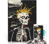 Puzzle da 1000 pezzi per adolescenti Scheletro teschio punk Gioco impegnativo e gioco in famiglia perché è ideale come regalo per tutta la famiglia 52x38cm