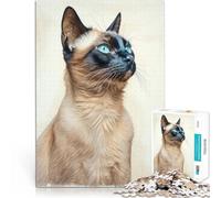 Puzzle da 1000 pezzi per adolescenti Schizzo di gatto siamese Allena il tuo cervello e le tue mani Regalo di compleanno, regali, arte murale 75x50cm