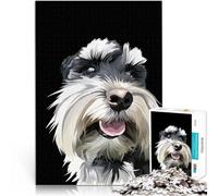 Puzzle da 1000 pezzi per adolescenti Schnauzer con la lingua fuori vettore Giocattoli antistress Regalo di compleanno, regali, arte murale 50x70cm